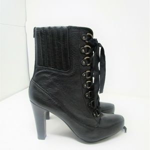 DKNY Izzy Black Leather Ankle Boots